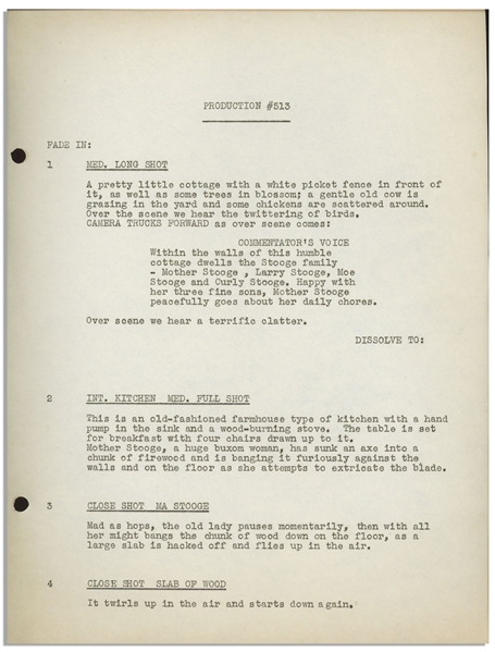 Moe Howard's Personally Owned Script for The Three Stooges 1942 Film ''Cactus Makes Perfect''